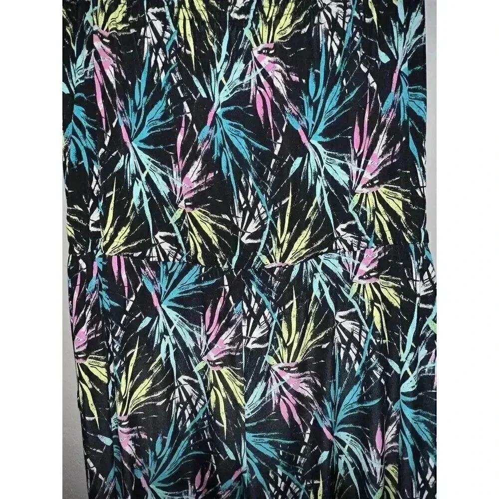 NY Collection Neon Jumpsuit Beach Coastal Vacation Size L
